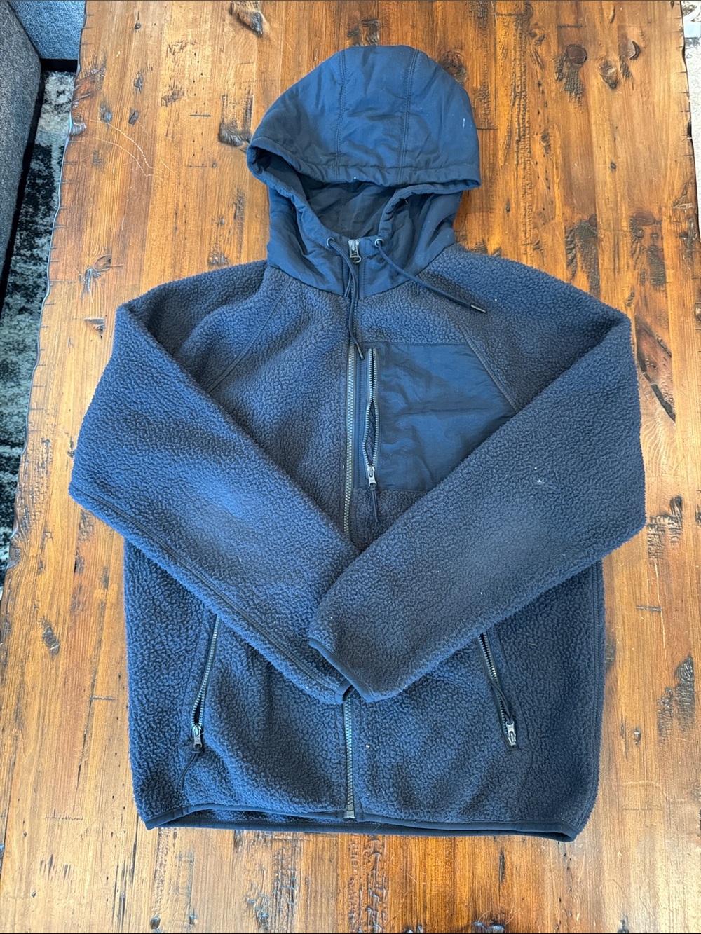 J. Crew Navy Hooded Sherpa Zip Jacket